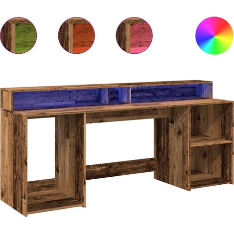 Maison Exclusive - LED-Schreibtisch Altholz-Optik 200x55x91 cm Ho