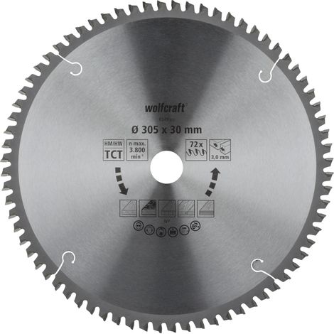 wolfcraft - Lame de Scies à Onglet CT - 72 Dents et Diamètre 305 mm - réf. 6549000