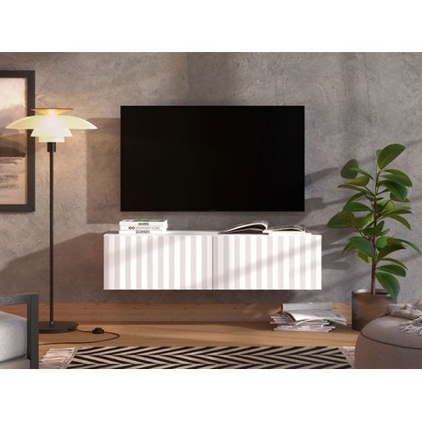 TV-Lowboard Vetto, eine Ablage, 2 Türen, 2 Fächer, 128x42x32h cm, Weiß Creme (1/5)