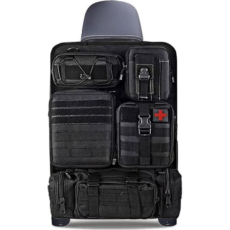 Organiseur tactique pour siège de voiture avec 5 sacs amovibles, protection de dossier de voiture Oxford 600D imperméable pour la plupart des véhicules, SUV, camion, pick-up