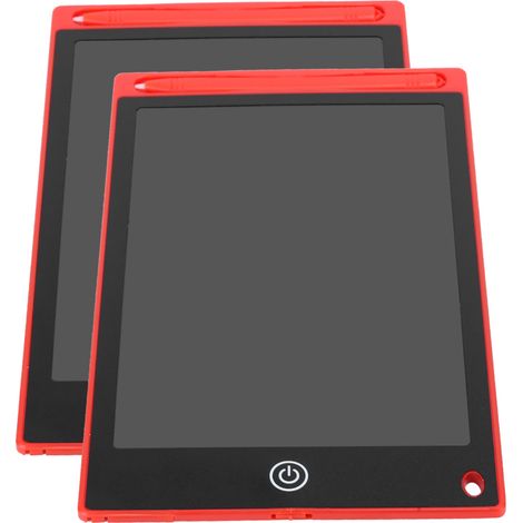 2 Pièces 8.5 Pouces Ardoise Électronique LCD Dessin Enfant, Cahier d'Écriture pour Maison et École Rouge