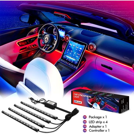 Iluminación interior LED para coche, accesorios de regalo, tiras de iluminación interior, iluminación ambiental, accesorios de coche, regalos para hombres y mujeres, cosas y gadgets para decoración (1/5)