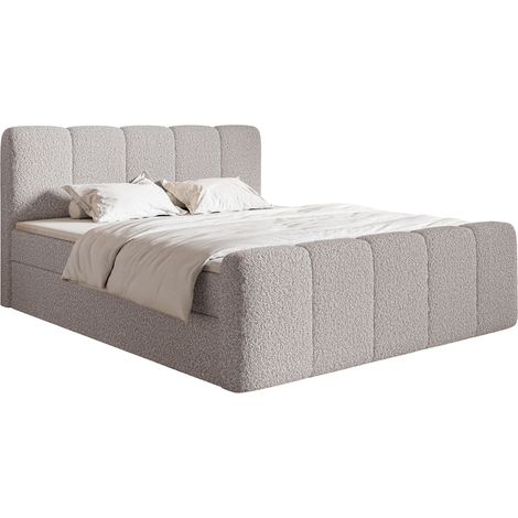 Selsey Cloudy II - Boxspringbett 200x200 cm, mit Bettkästen und Topper, Bouclé Taupe (1/5)