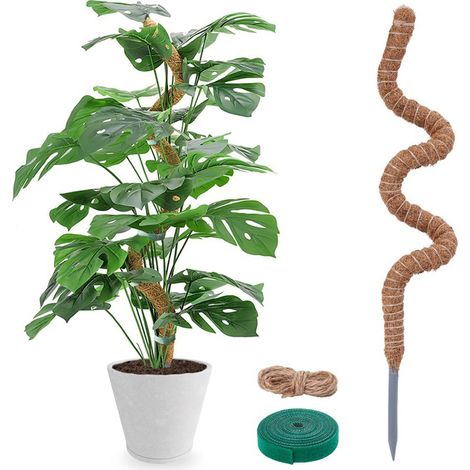 Stab, 60cm Kokosstab, Flexibler Stab für Monstera mit Zubehör, Kokosfaserstab für Indoor-Kletterpflanzen