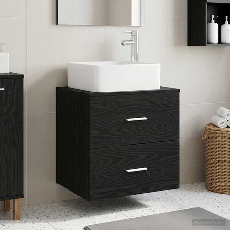 vidaXL Mobile Lavabo da Parete Rovere Nero 49,5 x 41 x 63 cm