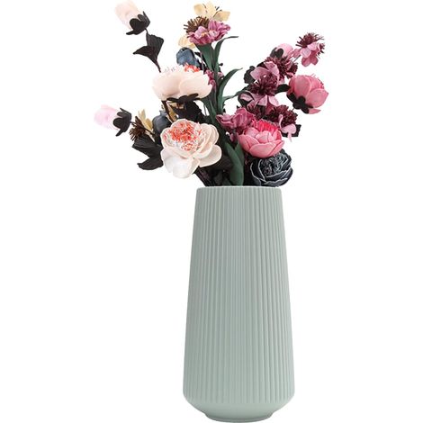 Vase plastique imitation céramique vert, moderne simple pour maison, salon ou bureau (1/5)