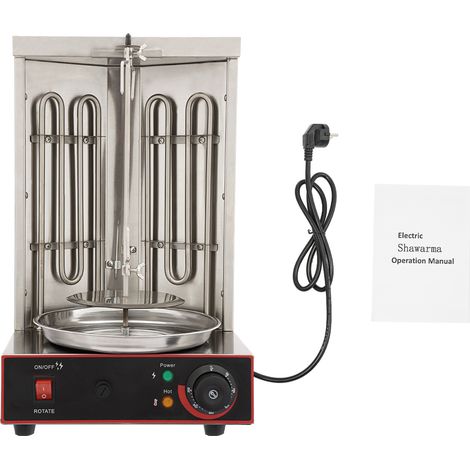 Gril électrique de shawarma - Barbecue à brochettes - Machine à kebab - Rôtissoire verticale de table - acier inoxydable - rotation 360° - 2800-3000W - 50-300℃