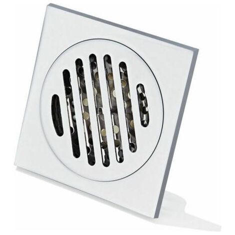 Grille Douche Anti Cheveux Siphon De Sol en Acier Inoxydable épais Drain De Carré 100 100mm,Fonepro, Ensoleillé (1/5)