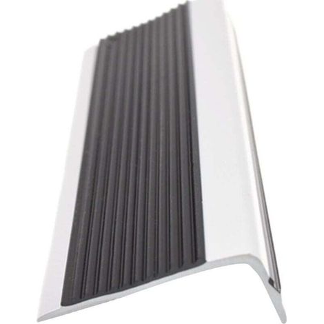 Profilé de marche en PVC, profilé de marche autocollant, structure en L, facile à installer 5020mm, adapté aux marches rondes, adapté aux marches d'escalier, pont de nez de marche en PVC (gris noir)