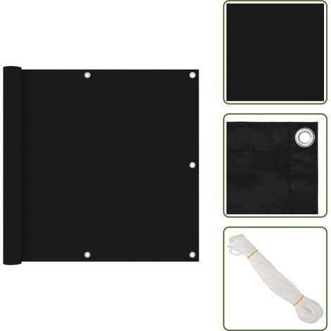 Balkon-Sichtschutz Schwarz 90x300 cm Oxford-Gewebe - Balkon Sichtschutz - Windschutz - Wasserfest - UV Schutz - Oxford Gewebe (1/5)