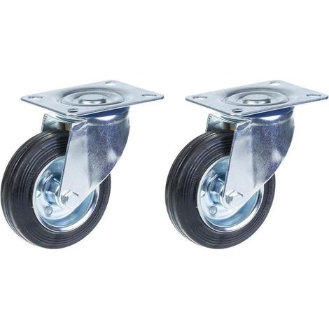 Drehrollen - ZHONGSHAN - 100 mm - Schwarzes Gummi - Tragfähigkeit 180 kg - Set von 2