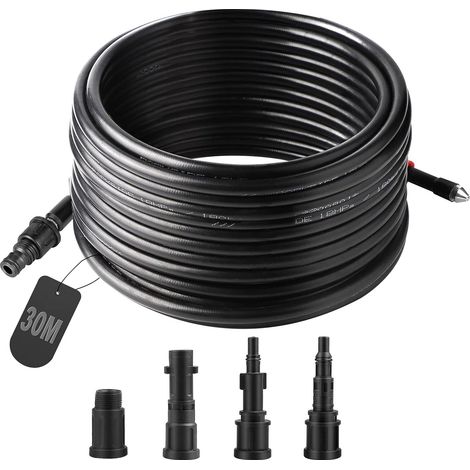 Tubo per idropulitrice da 30 m Tubo Flessibile Sbloccante Nero Pulizia dei tubi MINKUROW (1/5)