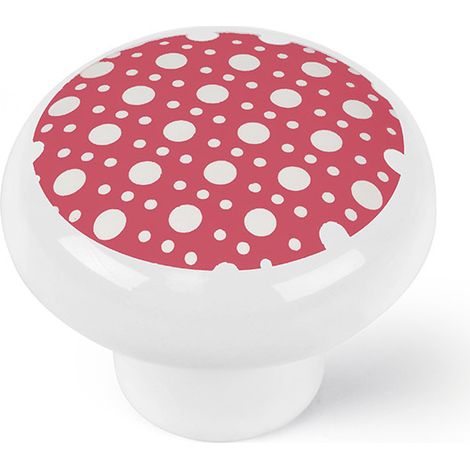 Pomo de porcelana rojo, dimensiones: 40x40x31mm Ø: 40mm -