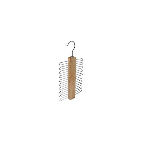 Lot de 2 cintres en bois avec 20 crochets pour suspendre foulards, cravates et ceintures, permettant un gain de place pour le rangement à domicile. (1/5)