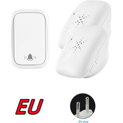 Sonnette sans fil autonome avec prise UE, sans pile, portée de 150 m, bouton de sonnette extérieur étanche pour la maison-AquaForge