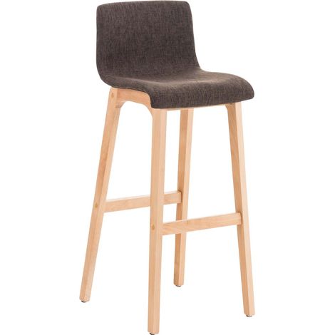 Sgabello da bar x1 design moderno in tessuto marrone, base stabile con 4 gambe in legno chiaro 100004971