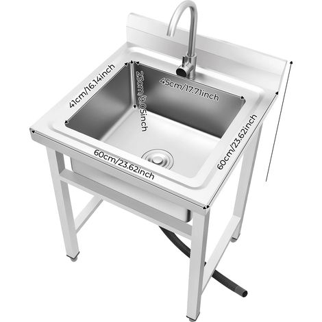 Fregadero de cocina independiente, acero inoxidable, diseño espacioso, color plata. (1/2)