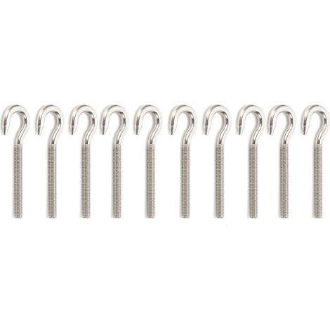 Lot de 10 vis à œillet en acier inoxydable 304, boulon ouvert, crochet, œillet fileté (1/4)