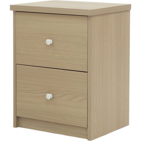 2 Drawer Bedside Cabinet - Metal - L33.5 x W40.8 x H53.6 cm - Smoke Oak Effect - Flat Packed