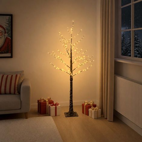 Albero di Natale LED innevato Marrone 22 x 22 x 150 cm Plastica vidaXL (1/5)