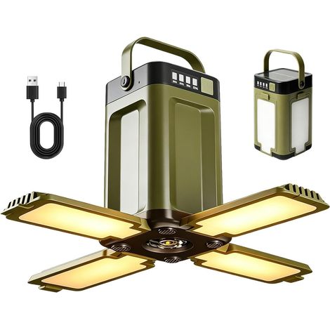 Solar Camping Lamp, Rechargeable Camping Lamp, 6-Mode LED Camping Lantern, Hanging Camping Lamp, 2000mAh Battery, IPX4 Waterproof for Outdoor Use, Hiking and Emergencies