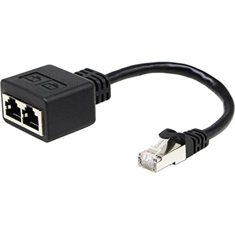 Adaptateur réseau RJ45 1 à 2,RJ45 A mâle-femelle adaptateur double (15cm) Il est utilisé pour commuter le réseau de deux ports indépendamment,et les deux ports ne peuvent pas être utilisés en