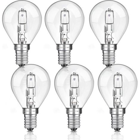 Ampoules G45 E14 42 W - Lot de 6, à intensité variable, 613 lm, blanc chaud 2700 K, compatibles avec les lustres et les appliques murales. (1/5)