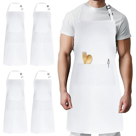 CCYKXA Set mit 4 verstellbaren Küchenschürzen mit 2 Taschen für Damen und Herren (1/5)