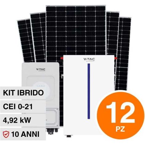 Kit 4.92KW 12 Pannelli solari fotovoltaici 410W IP68 + Inverter monofase + Batteria LIFEPO4 (1/5)