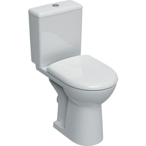 Geberit – Pack WC surélevé 46cm – Cuvette Rimfree sans bride – Sortie horizontale – Abattant en duroplast à fermeture ralentie