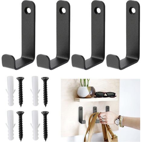 4 Pcs Crochet Porte Manteau Mural, Patère Murale en Métal Noires, Crochets Patere Porte Clés pour Poches de Manteau, Adaptés Aux Couloirs, Salles de Bain, Cuisines, Chambres et Salons (1/5)