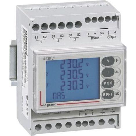 Centrale de mesure EMDX³ modulaire affichage LCD avec sortie RS485 et à impulsion - 4 modules - LEGRAND