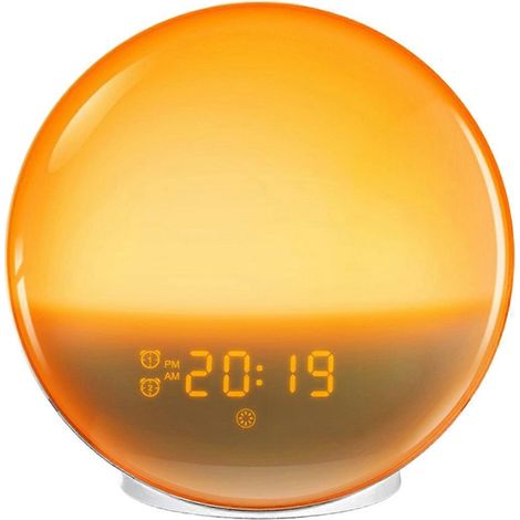 Réveil LED simulant le lever du soleil avec éclairage d'ambiance nocturne à 7 couleurs. (1/5)