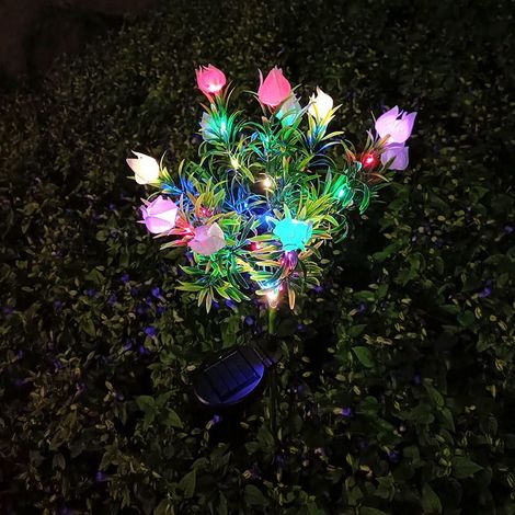 Solar-Gartenleuchten für den Außenbereich, 2-teiliges Solar-Gartenblumen-Lichterset, IP65 wasserdichte LED-Solarleuchten, Dekoration für Wege, Rasenflächen, Terrassen, Zäune, Partys, Hochzeiten, Weihn (1/5)