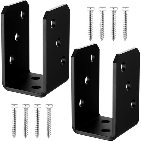 2 Pièces Support de Poteau en U à Visser, 50x102x60 mm Pied Fixation Solide, Ancrage Sol Robuste, Plaque Base, pour Clôture, Pergola, Jardin et Terrasse (1/5)