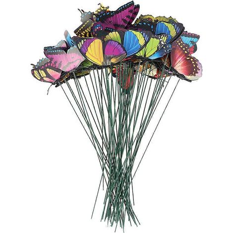 25 supports pour jardinières d'extérieur en forme de papillons, libellules et colibris.-7CM-Random Color (1/3)