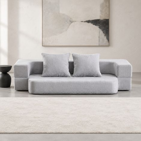 Divano letto 190x102x42 cm in schiuma grigio chiaro, trasformabile, MEUBLIV (1/5)