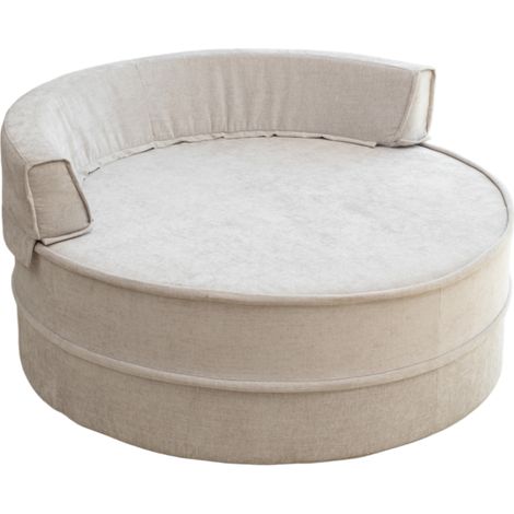 Fauteuil rond gris avec ottomane, fauteuil lounge en chenille, 5 coussins, assise profonde pour salon et chambre (1/5)
