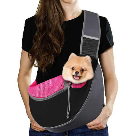 1 Sac de transport pour chien, Tissu oxford, Maille respirante, Sangle ajustable, Poches multiples, Randonnée Voyage (1/5)