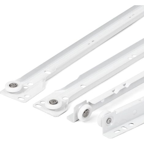 Coulisse Tiroir 14 pouces - Lot de 2 (1 paire) Rails pour Tiroir Coulissants, en blanc, Système de Glissière à Sortie Partielle - Kit de Tiroir Coulissants à montage facile (1/5)