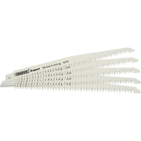 DRAPER Expert 150mm 6tpi Bi-Metal Reciprocating Saw Blades for Wood Cutting - Pack of 5 Blades - 02305 (1/5)