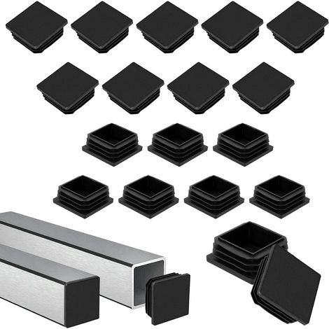 Bouchons Tube Carré 35x35 mm - Lot de 20 - Plastique Noir Renforcé - Protection Sol et Meubles - Pour Chaises Tables Étagères - 35x35 mm (1/5)