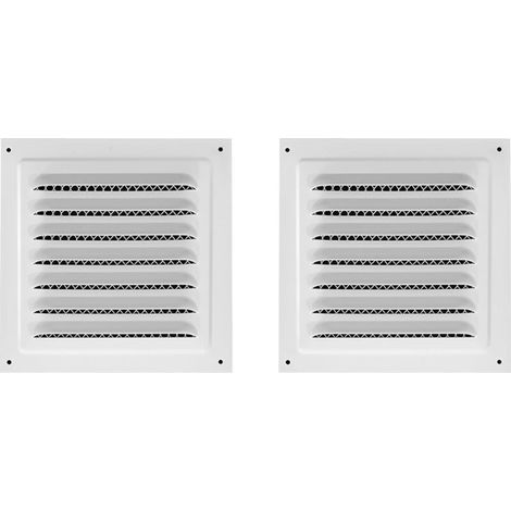 Grilles de ventilation carrées pour portes extérieures, greniers, plafonds, lot de 2 (blanc, 165 x 165 mm) (1/4)