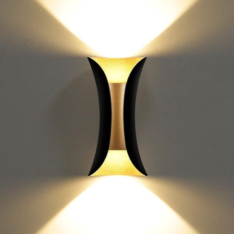 Moderne 10-W-LED-Wandleuchte, IP65 wasserdicht, aus schwarzem und goldenem Aluminium, kreative Wandbeleuchtung für den Innen- und Außenbereich, 3000 K, Design-Spot. (1/5)