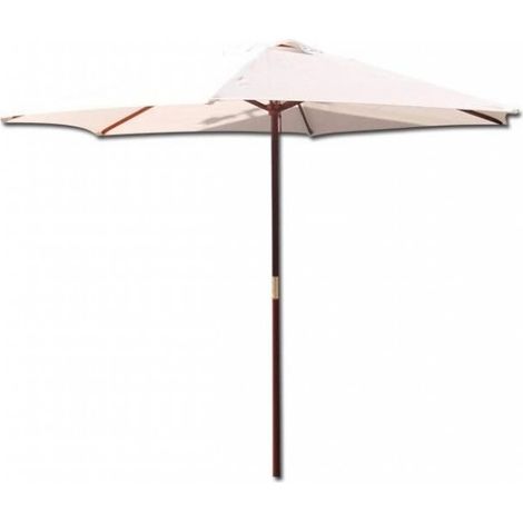 Ombrellone da Giardino per Esterno Palo Centrale in Legno Top in Poliestere 250 cm. Bianco (1/4)