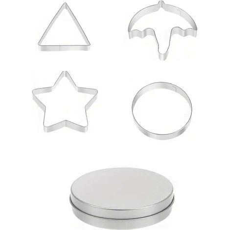 4x Ausstechformen in verschiedenen Formen, Edelstahl, silberfarbenes Tintenfischspiel