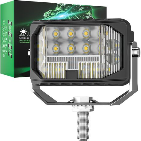 Phare de Travail LED 3 Pouces 21LED 63W, Éclairage 3 Faces Blanc + Jaune DRL, Feu de Jour et Conduite pour 4x4, Camion, Engin de Chantier DC 12-24V IP67(4pcs) (1/5)