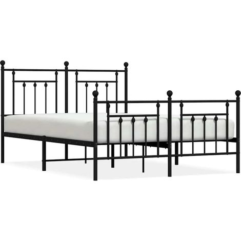 Maison Exclusive - Cadre de lit métal sans matelas avec pied de lit noir 150x200cm (1/5)
