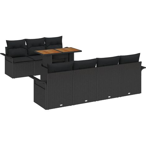 Garden Sofa Set with Storage 8 pcs Black Poly rattan vidaXL (1/5)