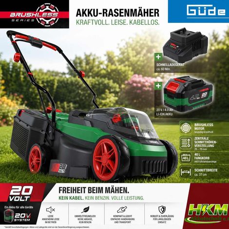 GÜDE City Akku Rasenmäher 320/20-4 mit Akku 4.0 Ah / Ladegerät, 20V 32cm (1/5)